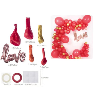 Kit Grande de Guirlanda de Balões Vermelhos - 102pç